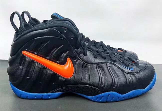 2019 Nike Air Foamposite Black Blue Orange Swoosh Shoes